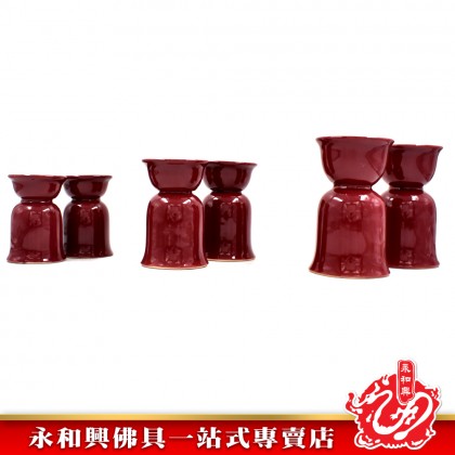 永和興朱紅燭台一對-WING WOH HING